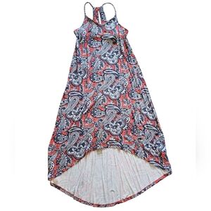 Cynthia Rowley Coral Navy Paisley High Low Maxi Dress Medium